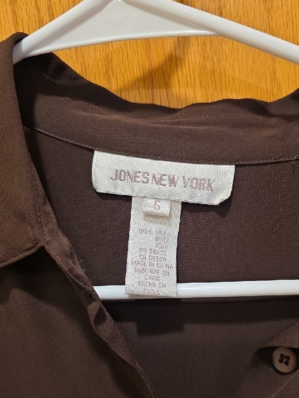 Jones New York Brown Long-Sleeve Button Front Shirt with Chest Pockets - Picture 2 of 4